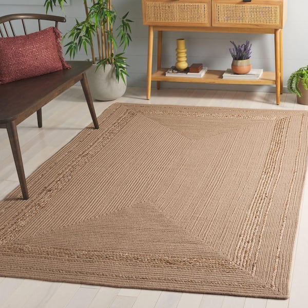 Braided 3 ft. x 5 ft. Natural/Beige Two-Toned Border Area Rug