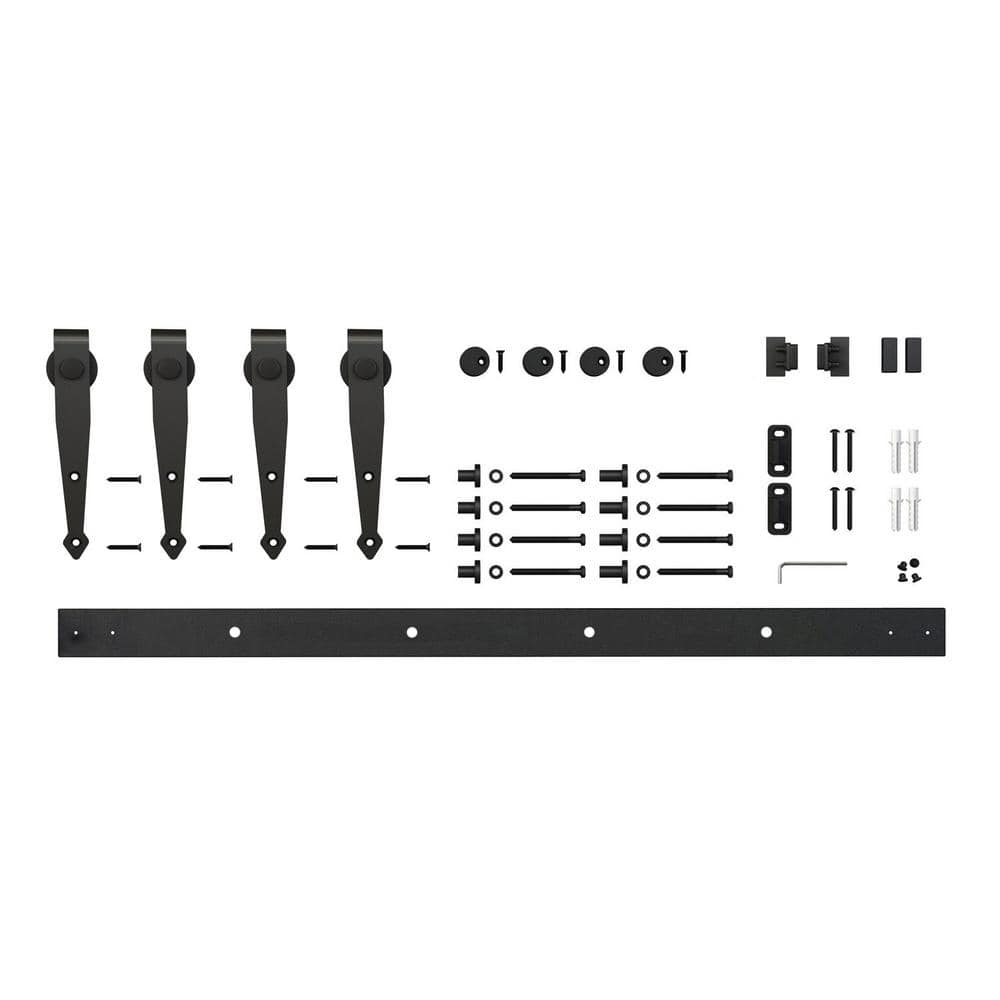 5 ft. Black Steel Solid Arrow Style Mini Sliding Rolling Barn Door Hardware Kit for Double Furniture Wood Doors price history on PriceWatchPro