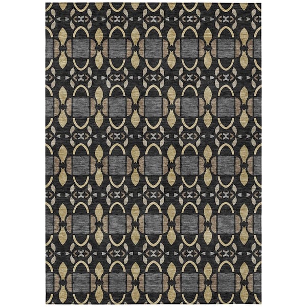 Chantille Machine Washable Indoor/Outdoor Abstract ACN2920 Black 10 ft. x 14 ft. Area Rug