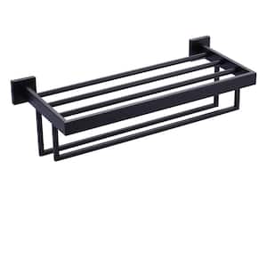 20 in. Square Single Towel Rack Holders Wall Mounted in Matte Black