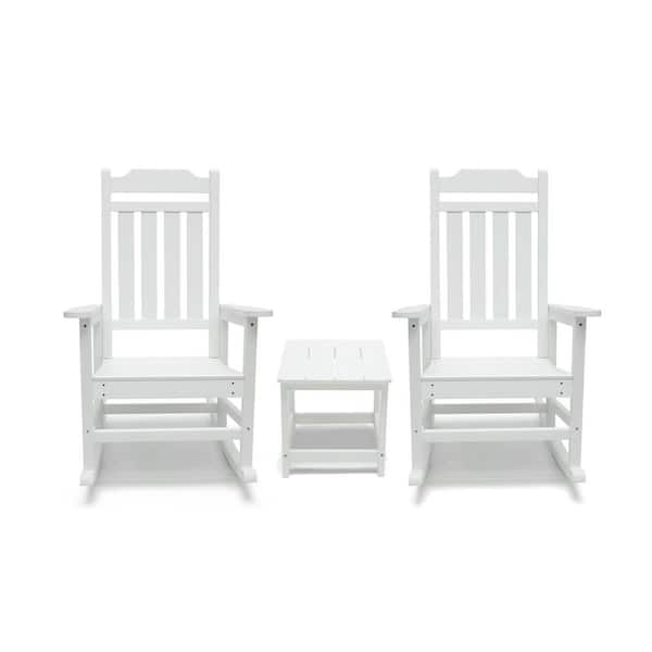 luxeo Belmont White 3-Piece All-Weather Plastic Patio Conversation Set