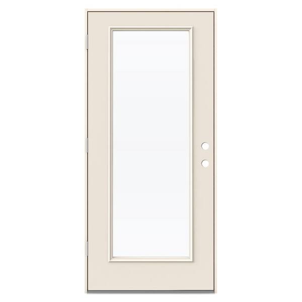 JELD-WEN 36 in. x 80 in. Full Lite Impact Rated Primed Steel Prehung Right-Hand Outswing Back Door