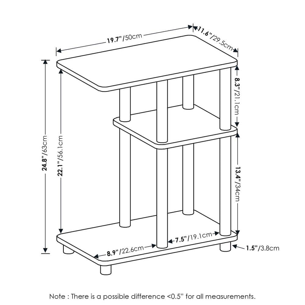 Espresso/Black Turn-N-Tube Rectangular Wood Side Table