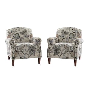 Gianluigi Grey Armchair with Nailhead Trims (set of 2)