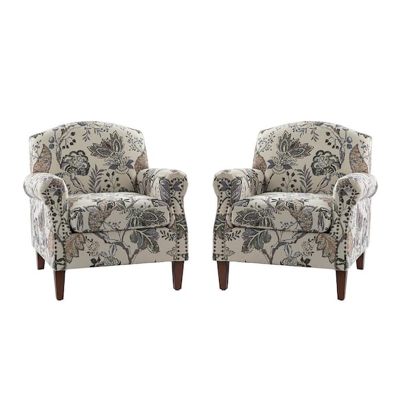 JAYDEN CREATION Gianluigi Grey Armchair with Nailhead Trims (set of 2)