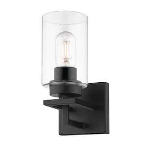 Tribeca 4.5 in. 1-Light Black with Black Accents Bath Vanity Light