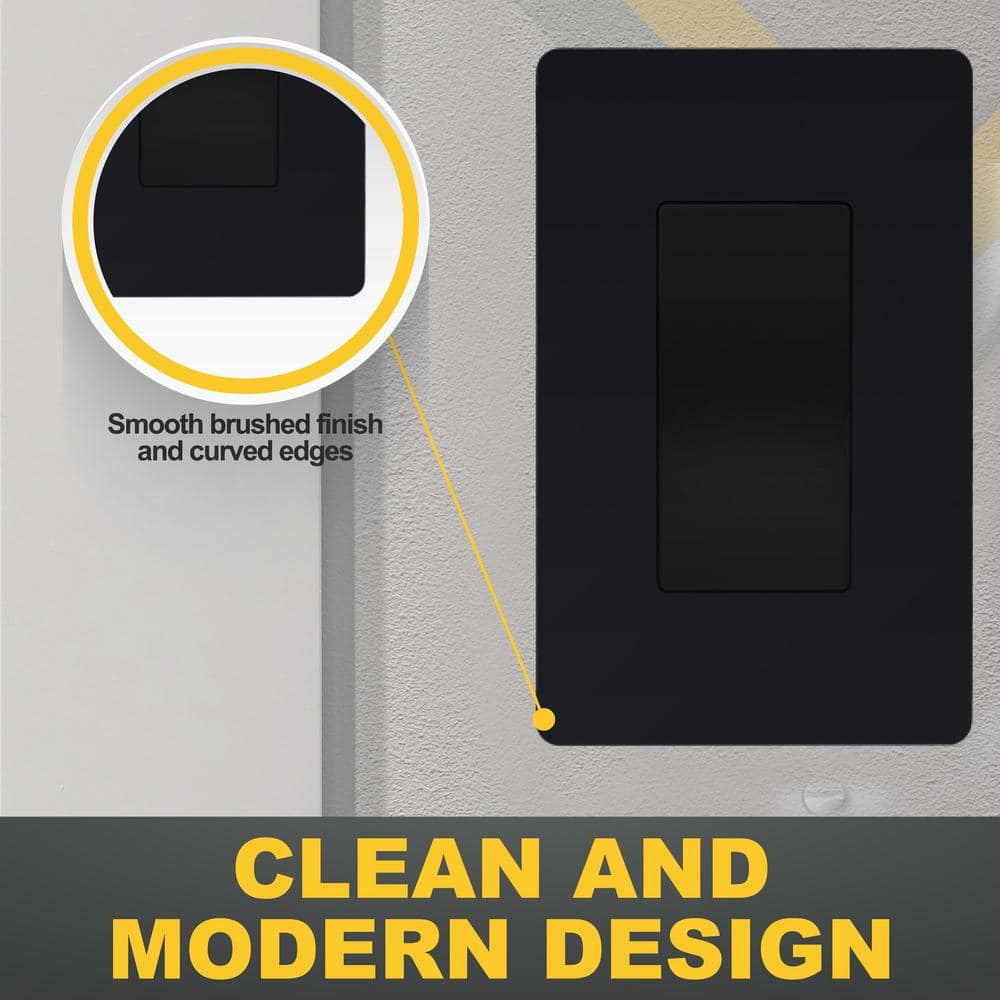 Black 1-Gang Screwless Decorator Wall Plate