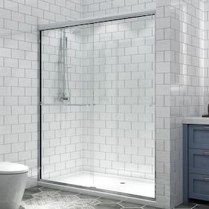 60 in. W x 70 in. H Sliding Framed Shower Door in Chrome with Handle