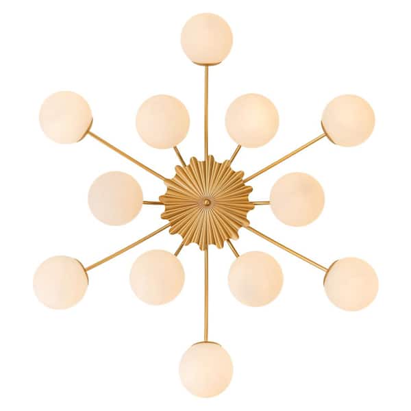 HUOKU Ceder 39.4 in. W 12-Light Brushed Gold Modern Sputnik