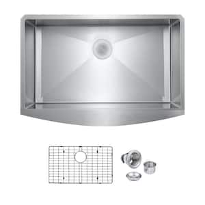 Bryn 16-Gauge Stainless Steel 33 in. Single Bowl Farmhouse Apron Kitchen Sink with Bottom Grid and Drain