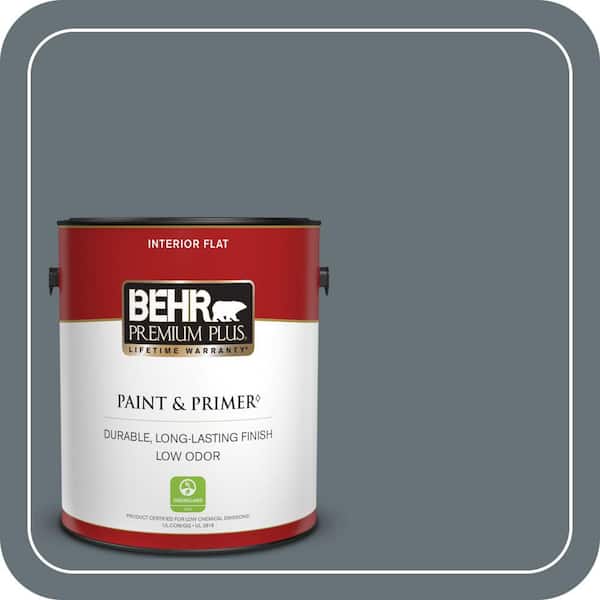 BEHR PREMIUM PLUS 1 gal. #ECC-22-3 Rain Shadow Flat Low Odor Interior Paint & Primer
