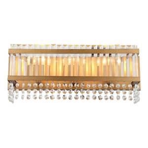 22.83 in. 3-Light Gold Vanity Light with Crystal Shade