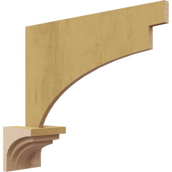 Ekena Millwork 4 in. x 4 in. x 4 in. Series 1 Wide Rockford Rough Cedar Woodgrain Timberthane Polyurethane Corbel, Primed Tan