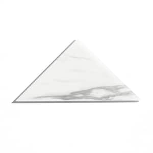 Tuscan Design Styles White Triangle 7 in. x 7 in. Marble Look Glass Decorative Tile (12.24 sq. ft.)