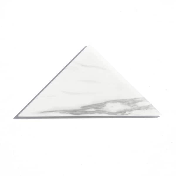 ABOLOS Tuscan Design Styles White Triangle 7 in. x 7 in. Marble Look Glass Decorative Tile (12.24 sq. ft.)