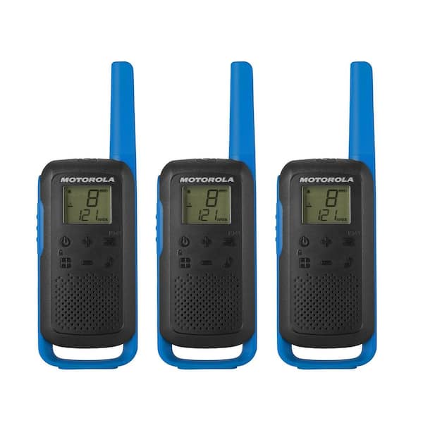 MOTOROLA SOLUTIONS Talkabout T270TP Rechargeable 2-Way Radio in Black with Blue (3-Pack)
