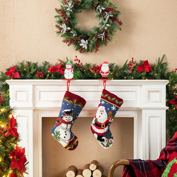 6.50 in. H Wooden/Metal Snowman Head Stocking Holder (2-Pack)