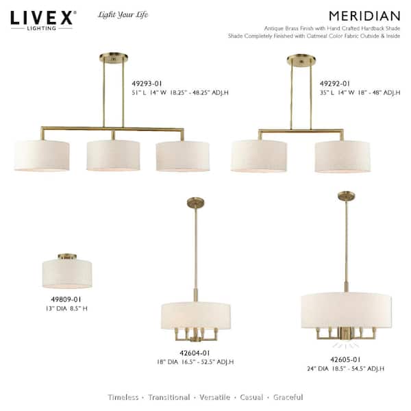 Livex Lighting Meridian 4 Light Antique Brass Pendant Chandelier 01 The Home Depot