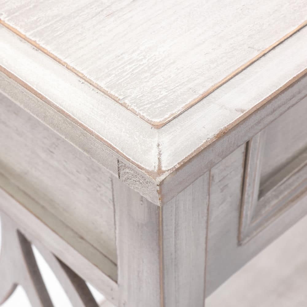 Gray Wood Console Table with Storage and Shelf