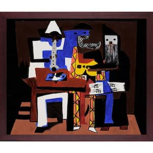 Three Musicians by Pablo Picasso Open Grain Mahogany Framed People Oil Painting Art Print 22.5 in. x 26.5 in.