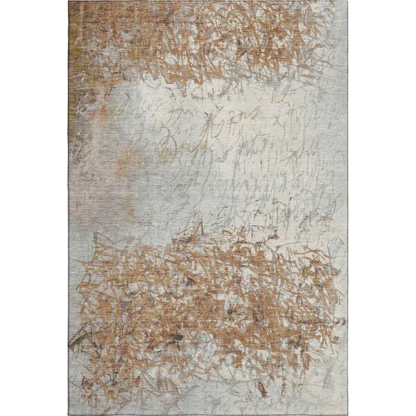 Mayfield Premium Machine Washable Abstract AMF2449 Copper 10 ft. x 14 ft. Area Rug