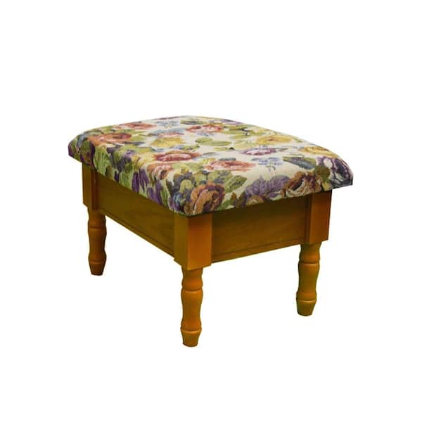 ORE INTERNATIONAL Oak Storage Ottoman