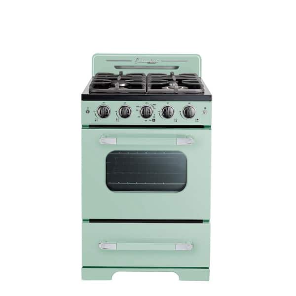 Unique Classic Retro 24 in. 2.9 cu. ft. Retro Gas Range with Convection Oven in Summer Mint UGP-24CR - The Depot