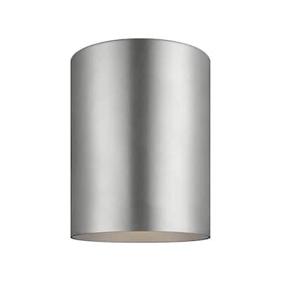 Outdoor Cylinders 6.625 in. Painted Brushed Nickel Integrated LED Outdoor Ceiling Flushmount