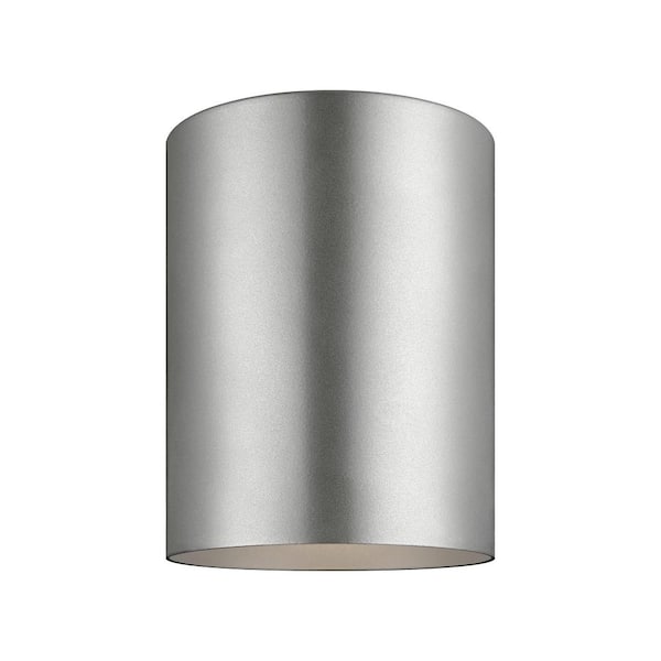 Sea Gull Lighting Outdoor Cylinders 6.625 in. Painted Brushed Nickel Integrated LED Outdoor Ceiling Flushmount