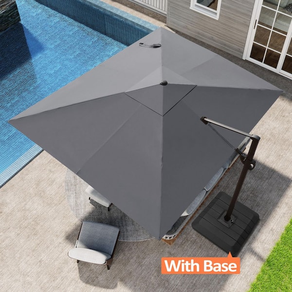 9 piece patio dining set with umbrella Outsunny 8 Pieces Table and Chairs Ft Patio Umbrella, Gray clipless 9' Umbrella Bottom Pole COLOR:Q4C The generous square table