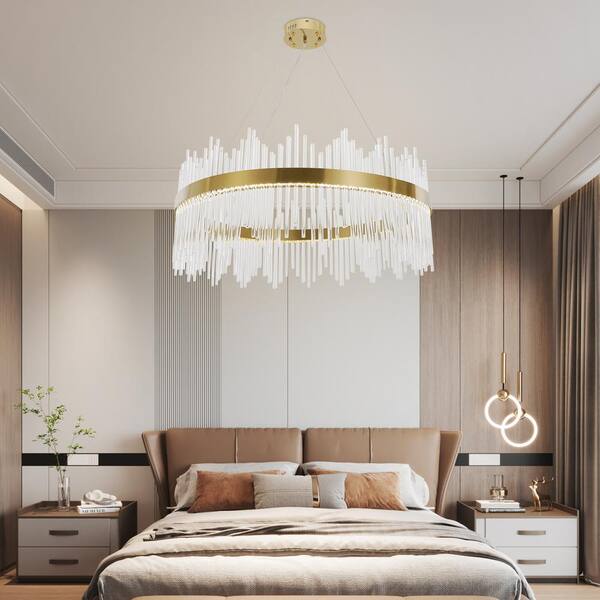 OUKANING 31 in. 36-Watt Integrated LED Gold Contemporary