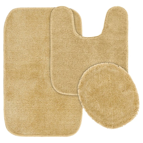 Garland Rug Traditional Linen 21 in. x 34 in. Washable Bathroom 3 Piece Rug Set