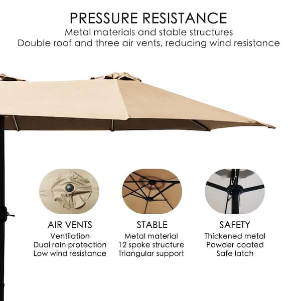 KOZYARD 15 ft. x 9 ft. Market Double-Sided Patio Umbrella