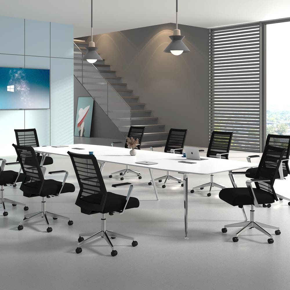 BOSS Mesh Fabric Adjustable Height Ergonomic Task Chair in Black with Alumi