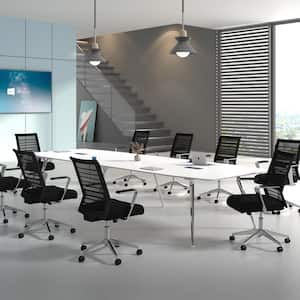 BOSS Mesh Fabric Adjustable Height Ergonomic Task Chair in Black with Aluminum Arms and Base