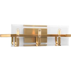 Cahill Collection 3-Light Brushed Bronze Clear Glass Luxe Bath Vanity Light