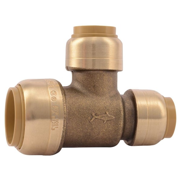 SharkBite 3/4 in. x 1/2 in. x 1/2 in. Push-to-Connect Brass Reducing Tee Fitting