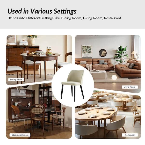 JAYDEN CREATION Eliseo Ivory Modern Dining Chair with Solid