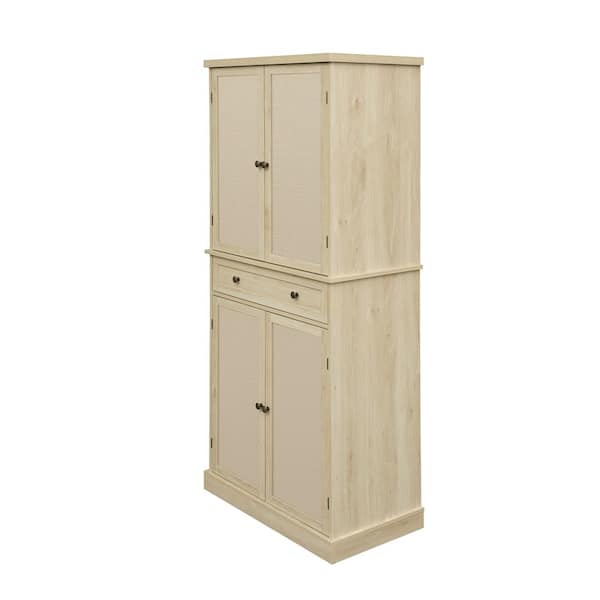 Boyel Living Natural 4-Door Cabinet with 1-Drawer, with 4-Adjustable Inner Shelves, Storage Cabinet