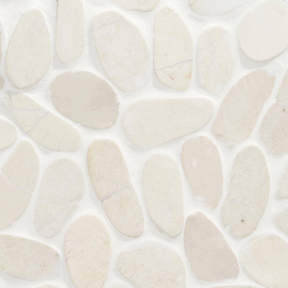 Countryside White Sliced Flat Oval 4 in. x 6 in. Mosaic Floor and Wall Tile Sample -  Ivy Hill Tile, EXT3RD105018