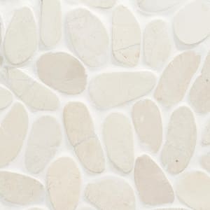Countryside Sliced Flat Oval 11.81 in. x 11.81 in. White Floor and Wall Mosaic (0.97 sq. ft. / sheet)