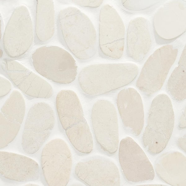 Ivy Hill Tile Countryside Sliced Flat Oval 11.81 in. x 11.81 in. White Floor and Wall Mosaic (0.97 sq. ft. / sheet)