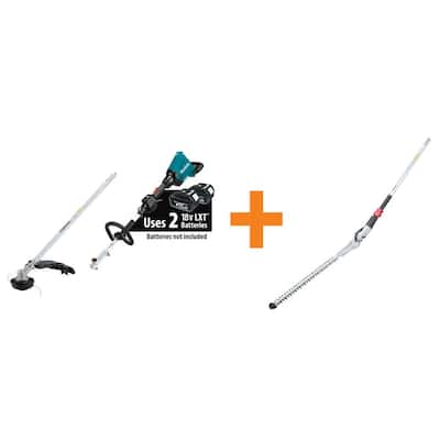 18-Volt X2 (36V) LXT Couple Shaft Power Head (Tool Only) with String Trimmer and Articulating Hedge Trimmer Attachment