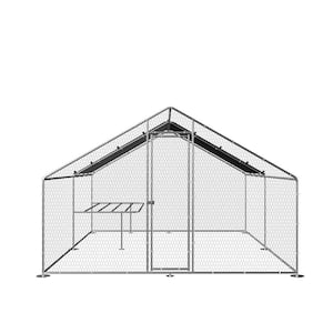 9.8 ft. W x 13.1 ft. L x 6.6ft H Large Outdoors Waterproof UV Protected Walk-in Metal Chicken Coop, Galvanized Wire