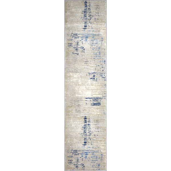 Melrose Lorenzo Grey/Blue 2 ft. x 7 ft. Indoor Runner Rug