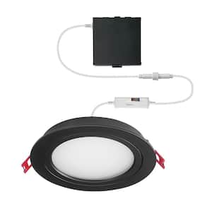 Ultra-Directional 6 in. Selectable New Construction and Remodel Color Canless Recessed Integrated LED Kit Black