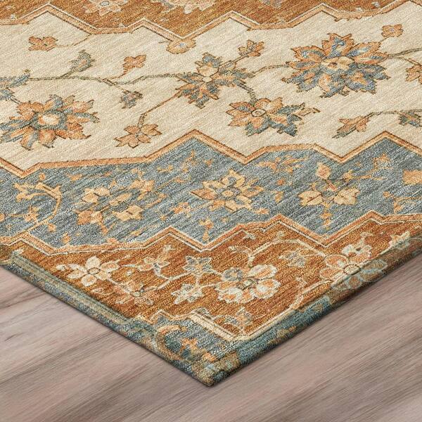 Chantille Machine Washable Indoor/Outdoor Abstract ACN3134 Terracotta 8 ft. x 8 ft. Round Rug