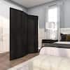 Black 3-panel hinged room divider.