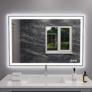 48 in. W x 32 in. H Wall Anti-Fog Dimmable Backlit Dual LED Bathroom Vanity Mirror in Matte Black