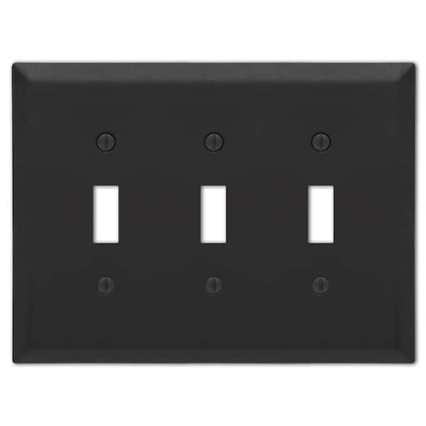 Metallic 3 Gang Toggle Steel Wall Plate - Matte Black
